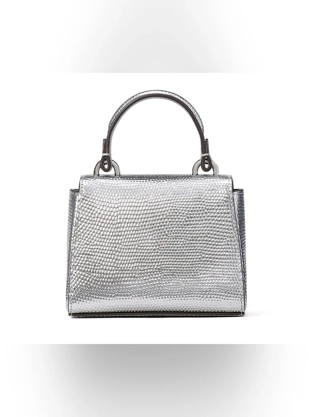 Kate Spade Katy Lizard Embossed Micro Crossbody Leather Silver